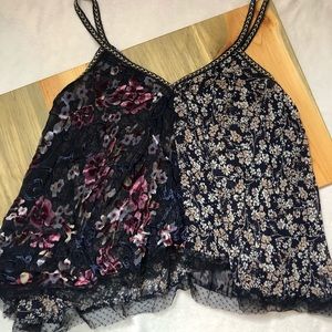 Boho Sheer Tank Top Velvet Flowers Sz S Festival